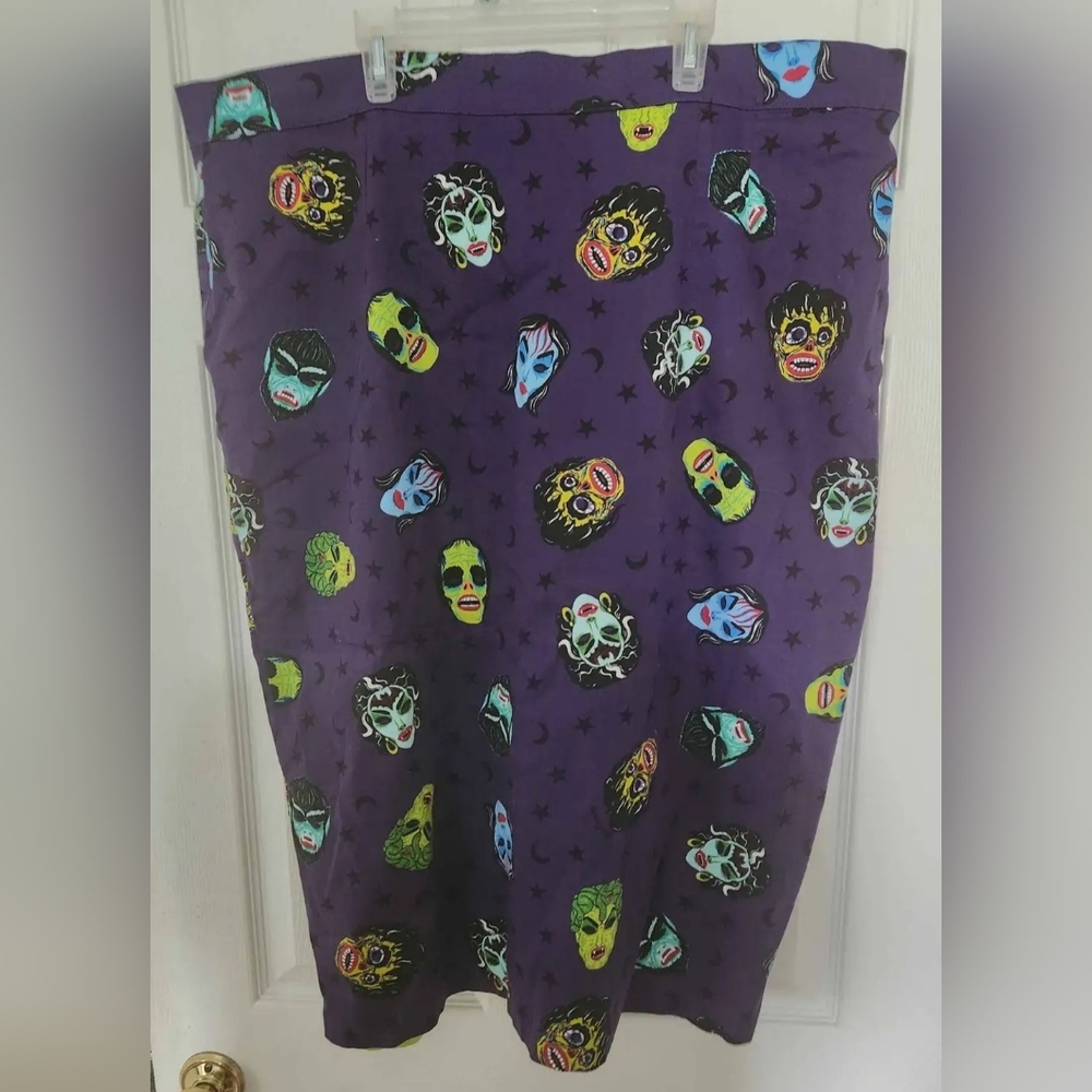 Vixen by Micheline Pitt Ben Cooper Monster Mask Pencil Skirt - Purple - 4X